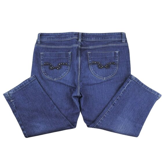 Vintage Jordache Womens Jeans Straight Crop Bling Pockets Dark size 12  JH931 - Picture 3 of 5